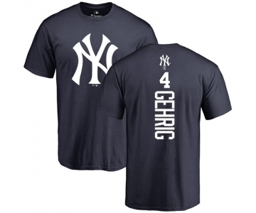 MLB Nike New York Yankees #4 Lou Gehrig Navy Blue Backer T-Shirt