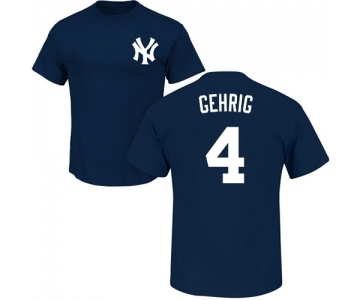 MLB Nike New York Yankees #4 Lou Gehrig Navy Blue Name & Number T-Shirt