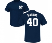 MLB Nike New York Yankees #40 Luis Severino Navy Blue Name & Number T-Shirt