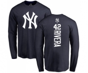 MLB Nike New York Yankees #42 Mariano Rivera Navy Blue Backer Long Sleeve T-Shirt