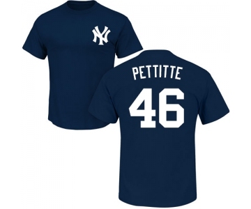 MLB Nike New York Yankees #46 Andy Pettitte Navy Blue Name & Number T-Shirt