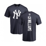 MLB Nike New York Yankees #51 Bernie Williams Navy Blue Backer T-Shirt