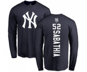 MLB Nike New York Yankees #52 C.C. Sabathia Navy Blue Backer Long Sleeve T-Shirt