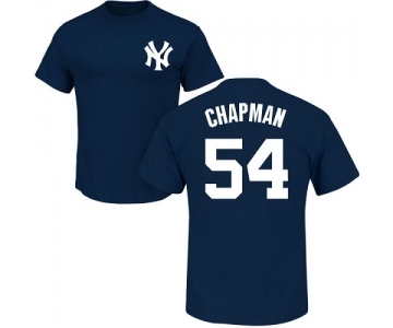 MLB Nike New York Yankees #54 Aroldis Chapman Navy Blue Name & Number T-Shirt