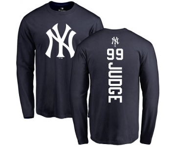 MLB Nike New York Yankees #99 Aaron Judge Navy Blue Backer Long Sleeve T-Shirt