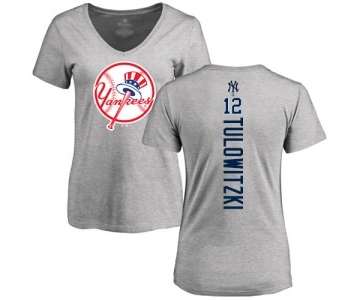 Baseball Women's New York Yankees #12 Troy Tulowitzki Ash Backer T-Shirt