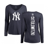 Baseball Women's New York Yankees #12 Troy Tulowitzki Navy Blue Backer Long Sleeve T-Shirt