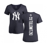 Baseball Women's New York Yankees #12 Troy Tulowitzki Navy Blue Backer T-Shirt