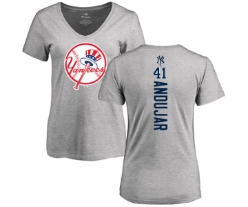 Baseball Women's New York Yankees #41 Miguel Andujar Ash Backer T-Shirt