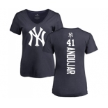 Baseball Women's New York Yankees #41 Miguel Andujar Navy Blue Backer T-Shirt