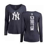 Baseball Women's New York Yankees #53 Zach Britton Navy Blue Backer Long Sleeve T-Shirt