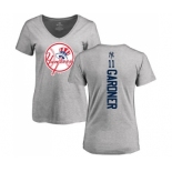 MLB Women's Nike New York Yankees #11 Brett Gardner Ash Backer T-Shirt