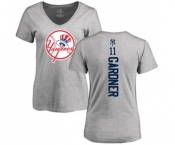 MLB Women's Nike New York Yankees #11 Brett Gardner Ash Backer T-Shirt