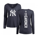 MLB Women's Nike New York Yankees #11 Brett Gardner Navy Blue Backer Long Sleeve T-Shirt