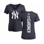 MLB Women's Nike New York Yankees #11 Brett Gardner Navy Blue Backer T-Shirt