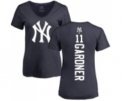 MLB Women's Nike New York Yankees #11 Brett Gardner Navy Blue Backer T-Shirt