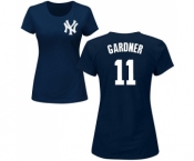 MLB Women's Nike New York Yankees #11 Brett Gardner Navy Blue Name & Number T-Shirt