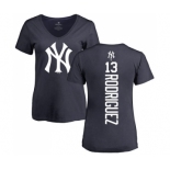 MLB Women's Nike New York Yankees #13 Alex Rodriguez Navy Blue Backer T-Shirt