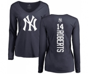 MLB Women's Nike New York Yankees #14 Brian Roberts Navy Blue Backer Long Sleeve T-Shirt