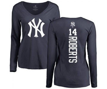 MLB Women's Nike New York Yankees #14 Brian Roberts Navy Blue Backer Long Sleeve T-Shirt