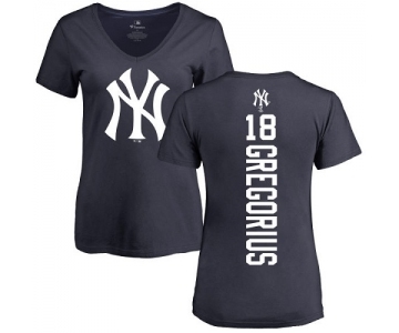 MLB Women's Nike New York Yankees #18 Didi Gregorius Navy Blue Backer T-Shirt