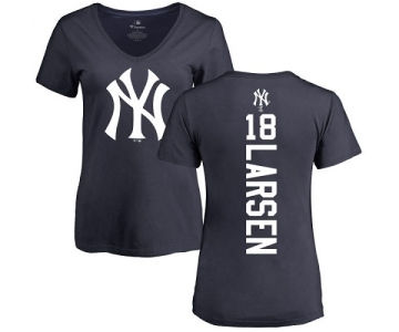 MLB Women's Nike New York Yankees #18 Don Larsen Navy Blue Backer T-Shirt