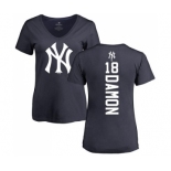 MLB Women's Nike New York Yankees #18 Johnny Damon Navy Blue Backer T-Shirt