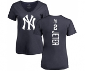 MLB Women's Nike New York Yankees #2 Derek Jeter Navy Blue Backer T-Shirt