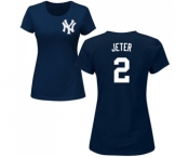 MLB Women's Nike New York Yankees #2 Derek Jeter Navy Blue Name & Number T-Shirt