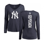 MLB Women's Nike New York Yankees #20 Jorge Posada Navy Blue Backer Long Sleeve T-Shirt