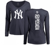 MLB Women's Nike New York Yankees #20 Jorge Posada Navy Blue Backer Long Sleeve T-Shirt