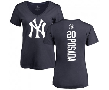 MLB Women's Nike New York Yankees #20 Jorge Posada Navy Blue Backer T-Shirt