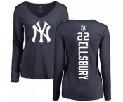 MLB Women's Nike New York Yankees #22 Jacoby Ellsbury Navy Blue Backer Long Sleeve T-Shirt