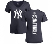 MLB Women's Nike New York Yankees #23 Don Mattingly Navy Blue Backer T-Shirt