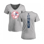 MLB Women's Nike New York Yankees #27 Giancarlo Stanton Ash Backer T-Shirt