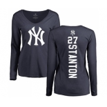 MLB Women's Nike New York Yankees #27 Giancarlo Stanton Navy Blue Backer Long Sleeve T-Shirt