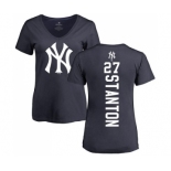 MLB Women's Nike New York Yankees #27 Giancarlo Stanton Navy Blue Backer T-Shirt