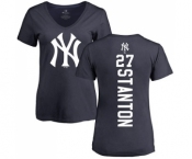 MLB Women's Nike New York Yankees #27 Giancarlo Stanton Navy Blue Backer T-Shirt