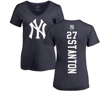 MLB Women's Nike New York Yankees #27 Giancarlo Stanton Navy Blue Backer T-Shirt