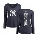 MLB Women's Nike New York Yankees #28 Austin Romine Navy Blue Backer Long Sleeve T-Shirt