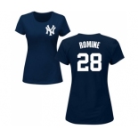 MLB Women's Nike New York Yankees #28 Austin Romine Navy Blue Name & Number T-Shirt