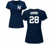 MLB Women's Nike New York Yankees #28 Austin Romine Navy Blue Name & Number T-Shirt