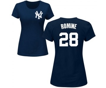 MLB Women's Nike New York Yankees #28 Austin Romine Navy Blue Name & Number T-Shirt