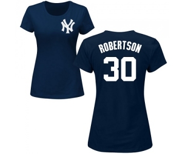 MLB Women's Nike New York Yankees #30 David Robertson Navy Blue Name & Number T-Shirt