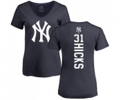 MLB Women's Nike New York Yankees #31 Aaron Hicks Navy Blue Backer T-Shirt