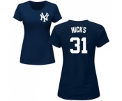 MLB Women's Nike New York Yankees #31 Aaron Hicks Navy Blue Name & Number T-Shirt