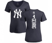 MLB Women's Nike New York Yankees #4 Lou Gehrig Navy Blue Backer T-Shirt