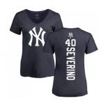 MLB Women's Nike New York Yankees #40 Luis Severino Navy Blue Backer T-Shirt