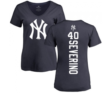 MLB Women's Nike New York Yankees #40 Luis Severino Navy Blue Backer T-Shirt