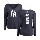 MLB Women's Nike New York Yankees #42 Mariano Rivera Navy Blue Backer Long Sleeve T-Shirt